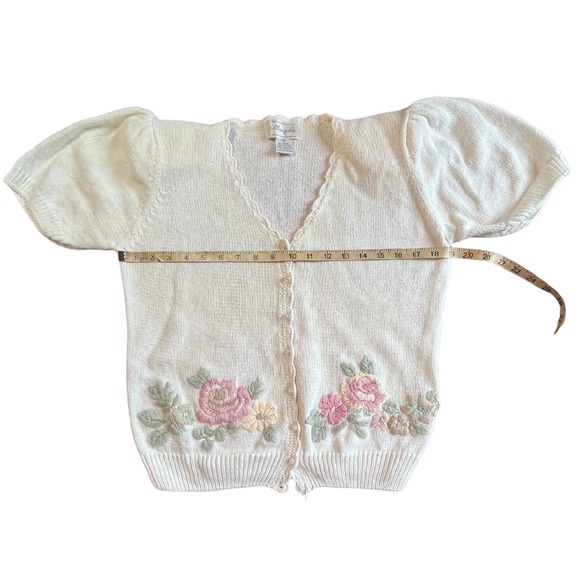 Vintage 80s Cottagecore Sweater M Granny Embroidery Fairy Balletcore Floral Twee - Picture 5 of 15